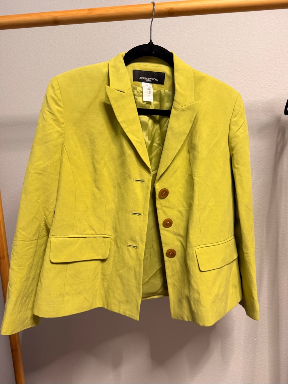 Jones New York Bright Yellow-Green Women's Single-Breasted Blazer - Picture 2 of 5